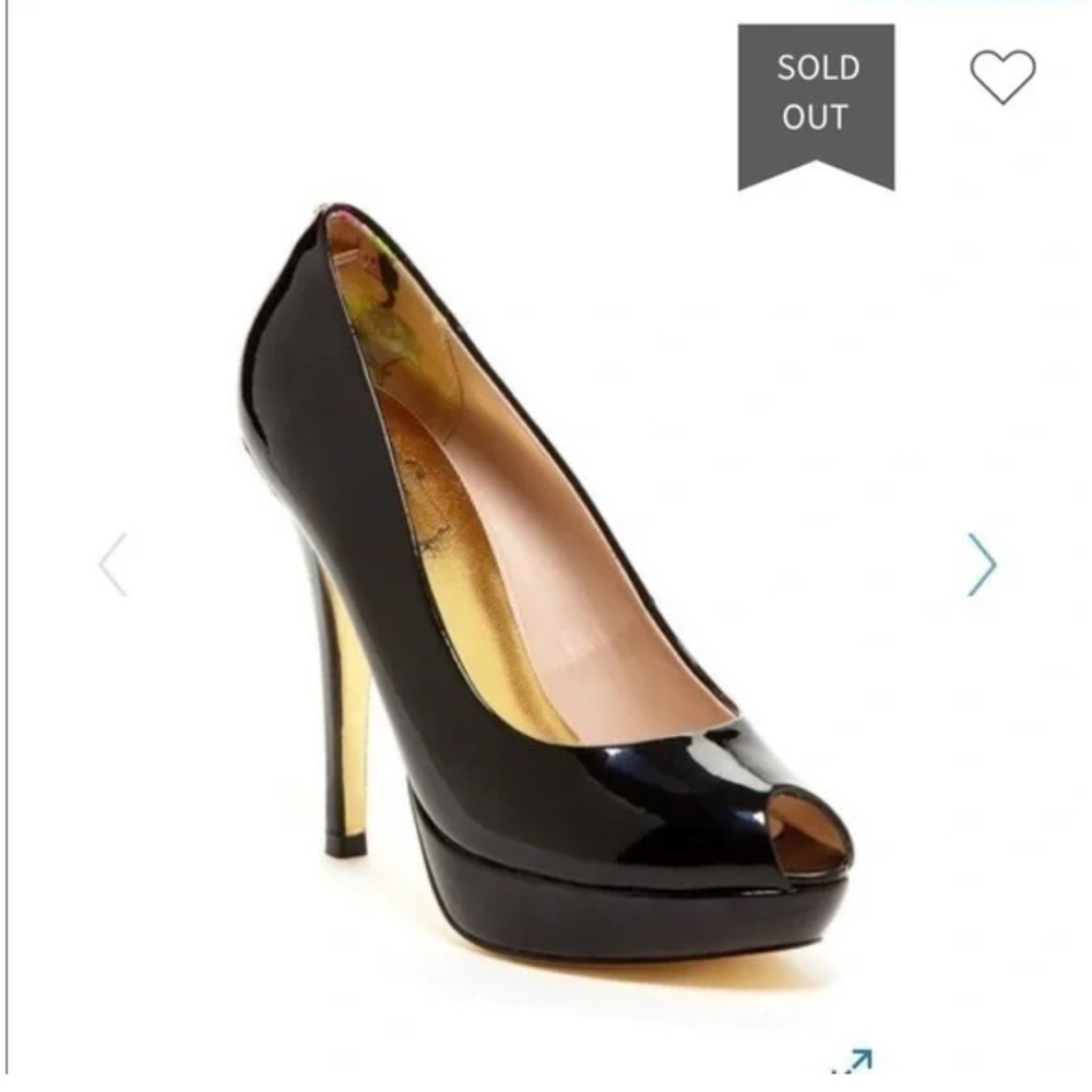 Ted Baker Svana5 Black Patent Leather Peep-Toe Heels